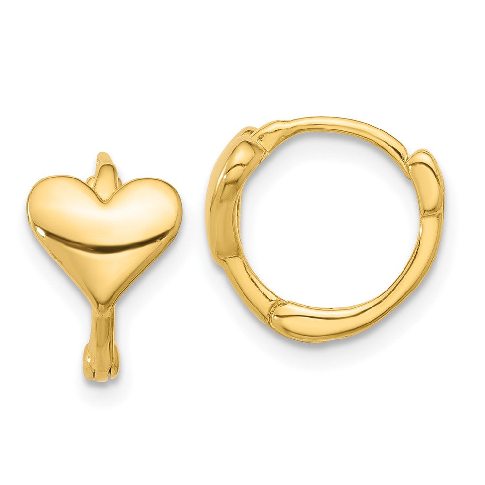 Yellow Gold-plated Sterling Silver Heart Hinged Hoop Earrings