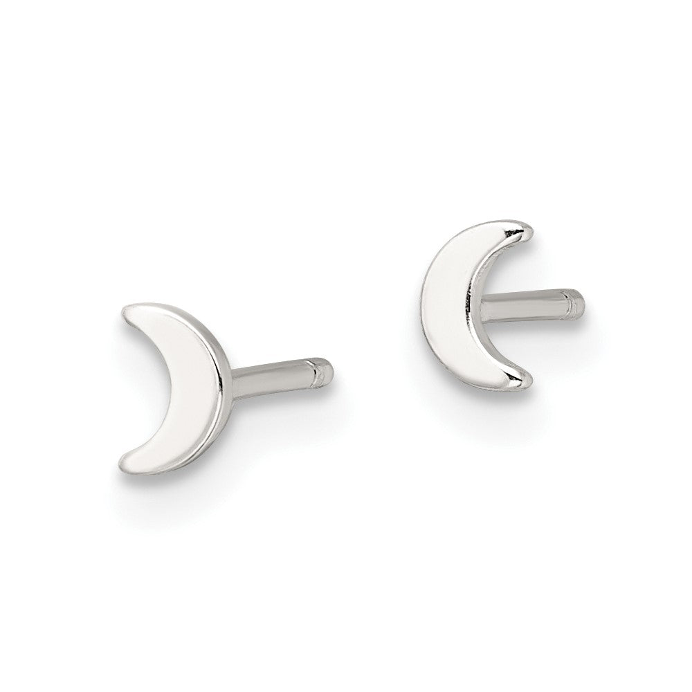 Sterling Silver E-Coating Moon Post Earrings