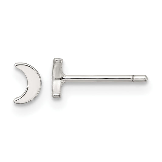 Sterling Silver E-Coating Moon Post Earrings