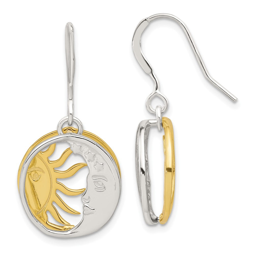 Sterling Silver & Yellow Gold-plated Sun and Moon Dangle Earrings
