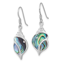 Rhodium-plated Sterling Silver Polished Abalone Dangle Shell Earrings