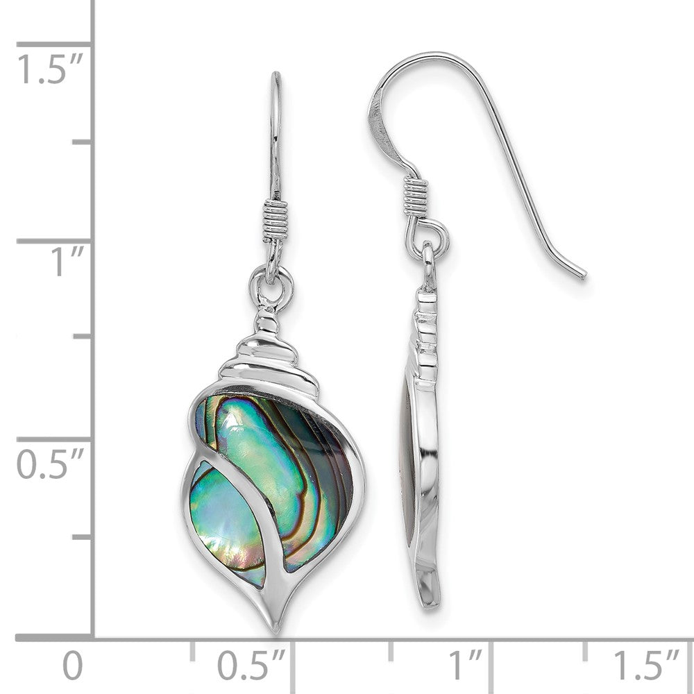 Rhodium-plated Sterling Silver Polished Abalone Dangle Shell Earrings