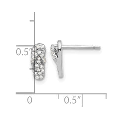 Rhodium-plated Sterling Silver CZ Flip Flop Post Earrings