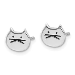 Sterling Silver Madi K Enamel Cat Face Post Earrings
