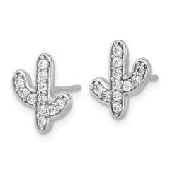 Sterling Silver CZ Cactus Post Earrings
