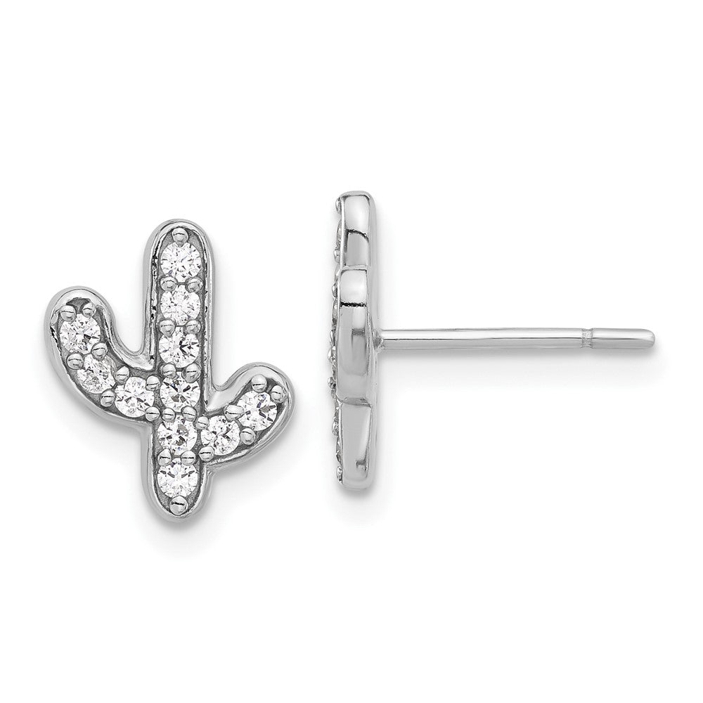 Sterling Silver CZ Cactus Post Earrings