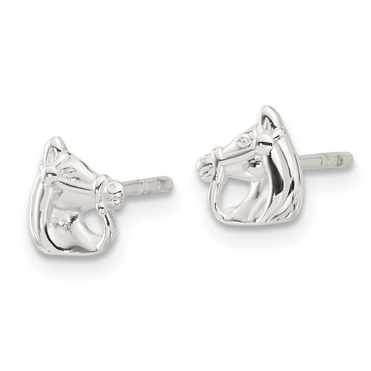 Sterling Silver E-coated Horse Post Earrings