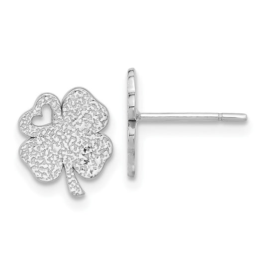 Sterling Silver Textured Clover Post Earrings