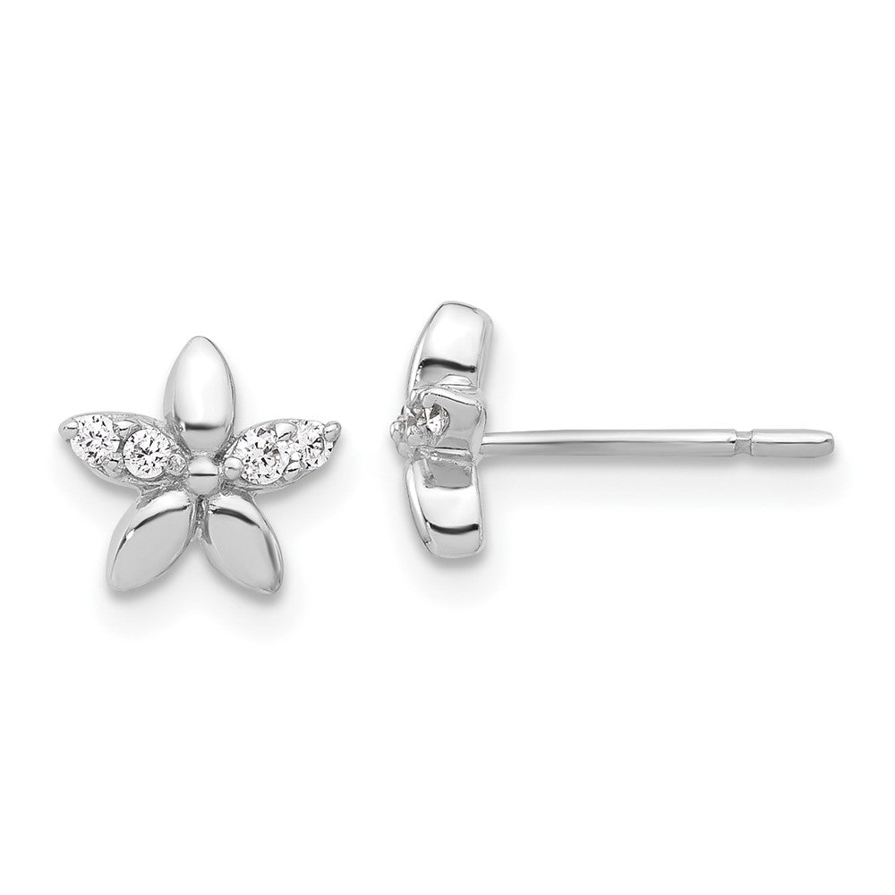 Sterling Silver CZ Flower Post Earrings