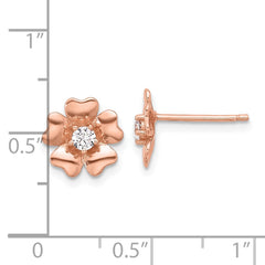 Rose Gold-plated Sterling Silver CZ Flower Post Earrings