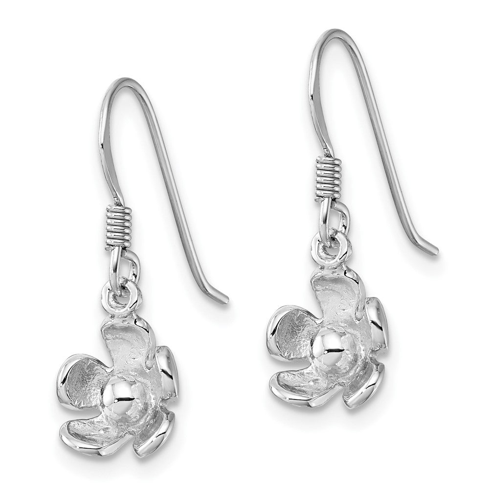 Rhodium-plated Sterling Silver Polished Dangle Flower Earrings