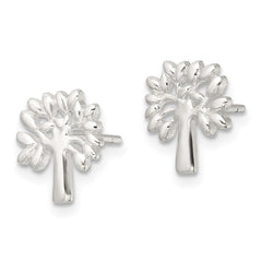 Sterling Silver E-Coating Polished Tree Post Earrings
