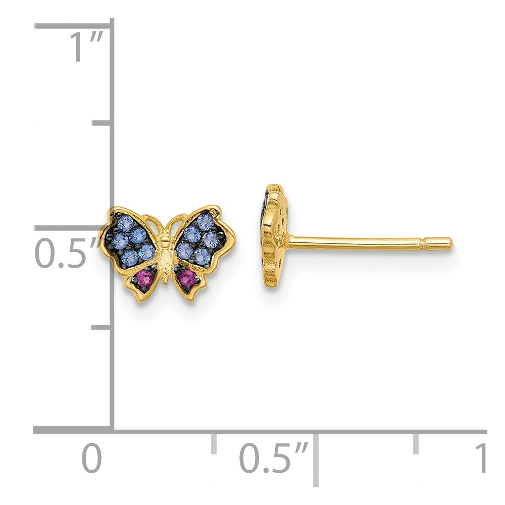Yellow & Black Plated Silver Blue Nano Crystal .04 Lab Created Ruby Butterfly Earrings