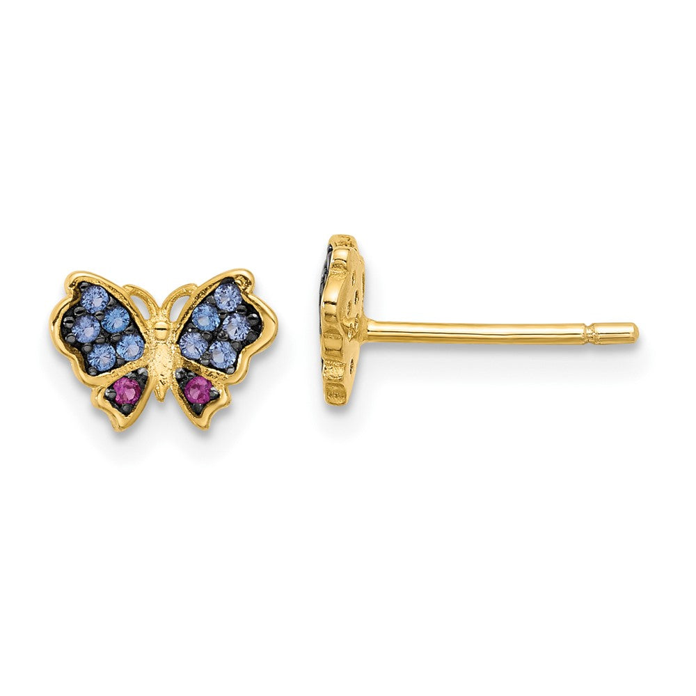 Yellow & Black Plated Silver Blue Nano Crystal .04 Lab Created Ruby Butterfly Earrings