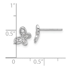 Rhodium-plated Sterling Silver CZ Butterfly Post Earrings