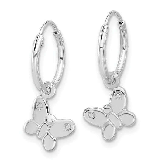 Sterling Silver Madi K Butterfly Hoop Earrings