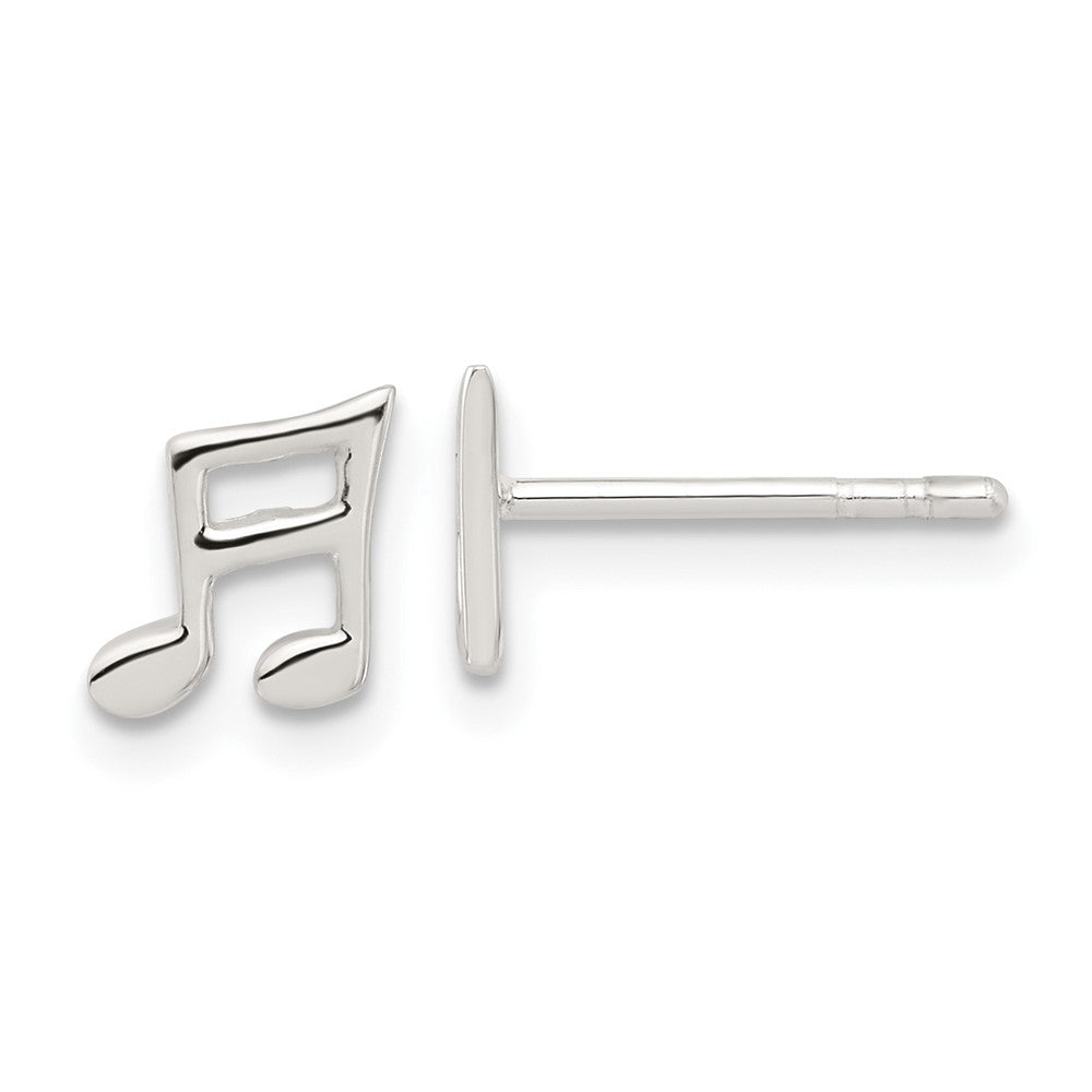 Sterling Silver E-coated Music Note Post Earrings