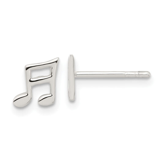 Sterling Silver E-coated Music Note Post Earrings