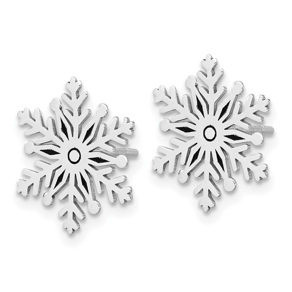 Sterling Silver Enamel Snowflake Post Earrings