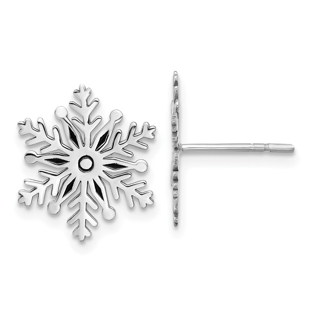 Sterling Silver Enamel Snowflake Post Earrings