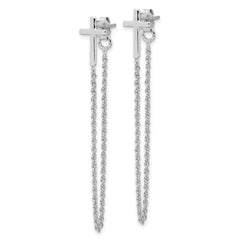 Sterling Silver Cross with Chain Post Earrings