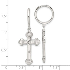 Sterling Silver E-Coating Polished Dangle Cross Earrings