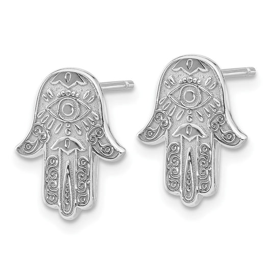 Sterling Silver Designed Hamsa Post Earrings