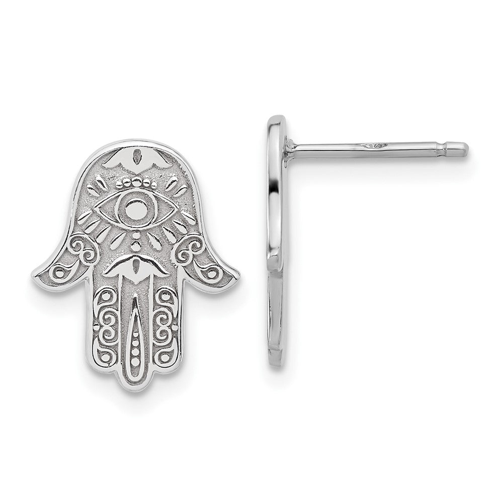 Sterling Silver Designed Hamsa Post Earrings