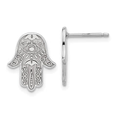 Sterling Silver Designed Hamsa Post Earrings