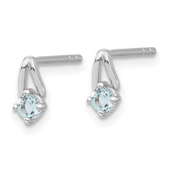 Sterling Silver Rhodium-plated .26ct Blue Topaz Post Earrings