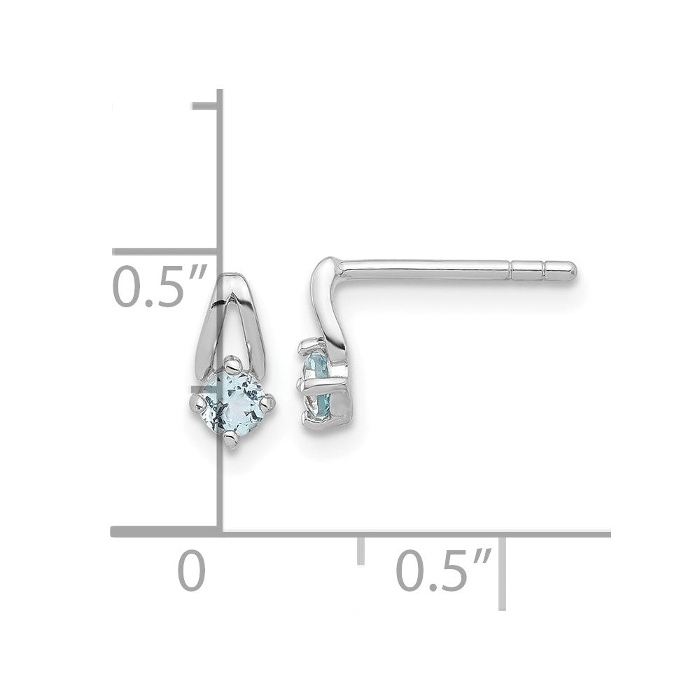 Sterling Silver Rhodium-plated .26ct Blue Topaz Post Earrings