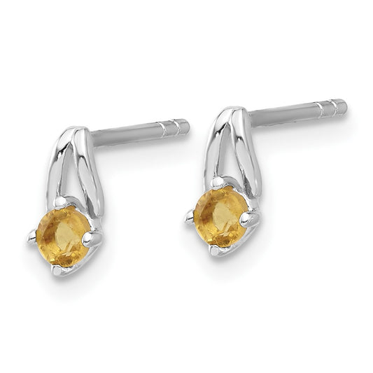 Sterling Silver Rhodium-plated .2ct Citrine Post Earrings