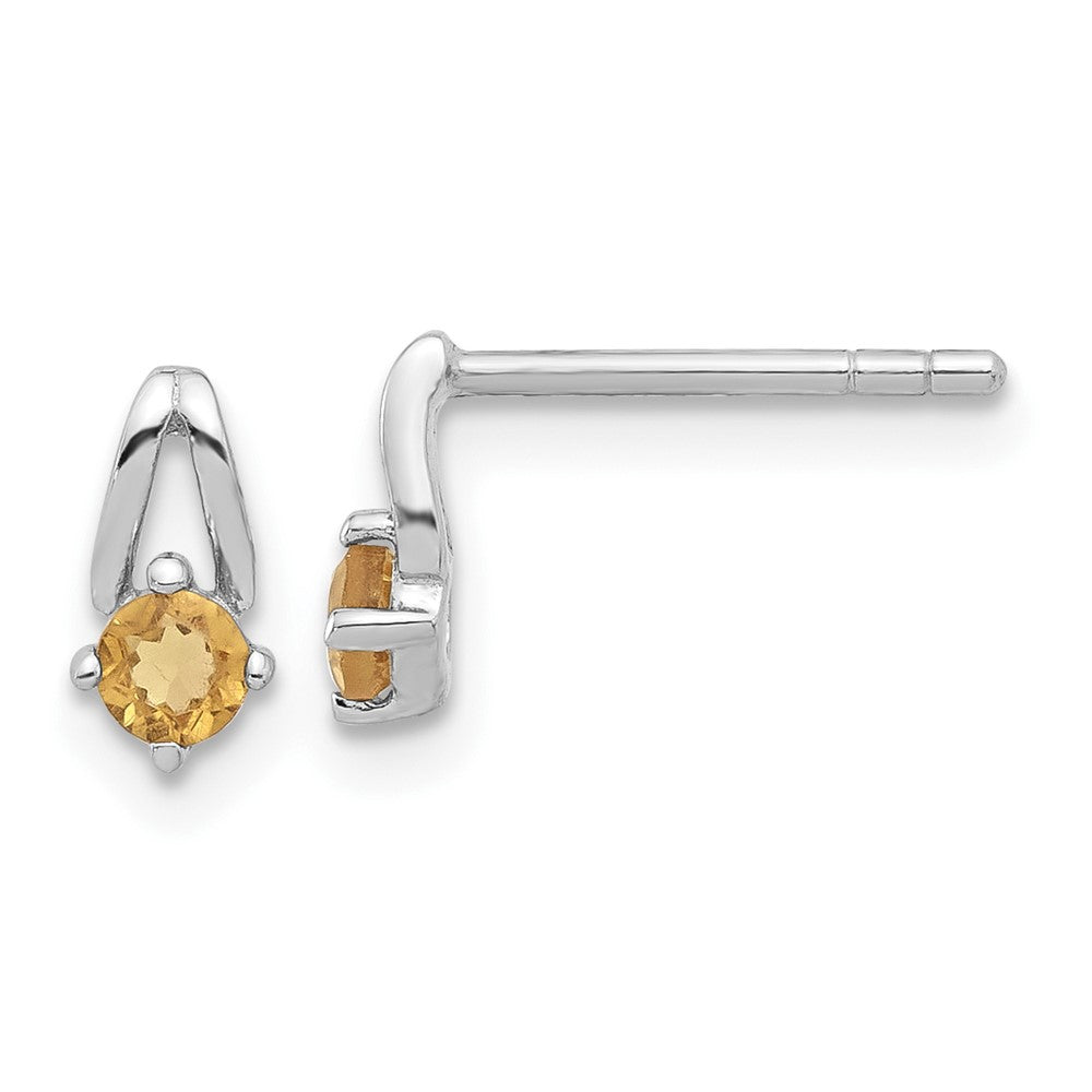 Sterling Silver Rhodium-plated .2ct Citrine Post Earrings