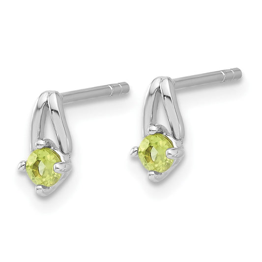 Sterling Silver Rhodium-plated .24ct Peridot Post Earrings