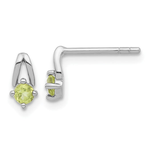 Sterling Silver Rhodium-plated .24ct Peridot Post Earrings