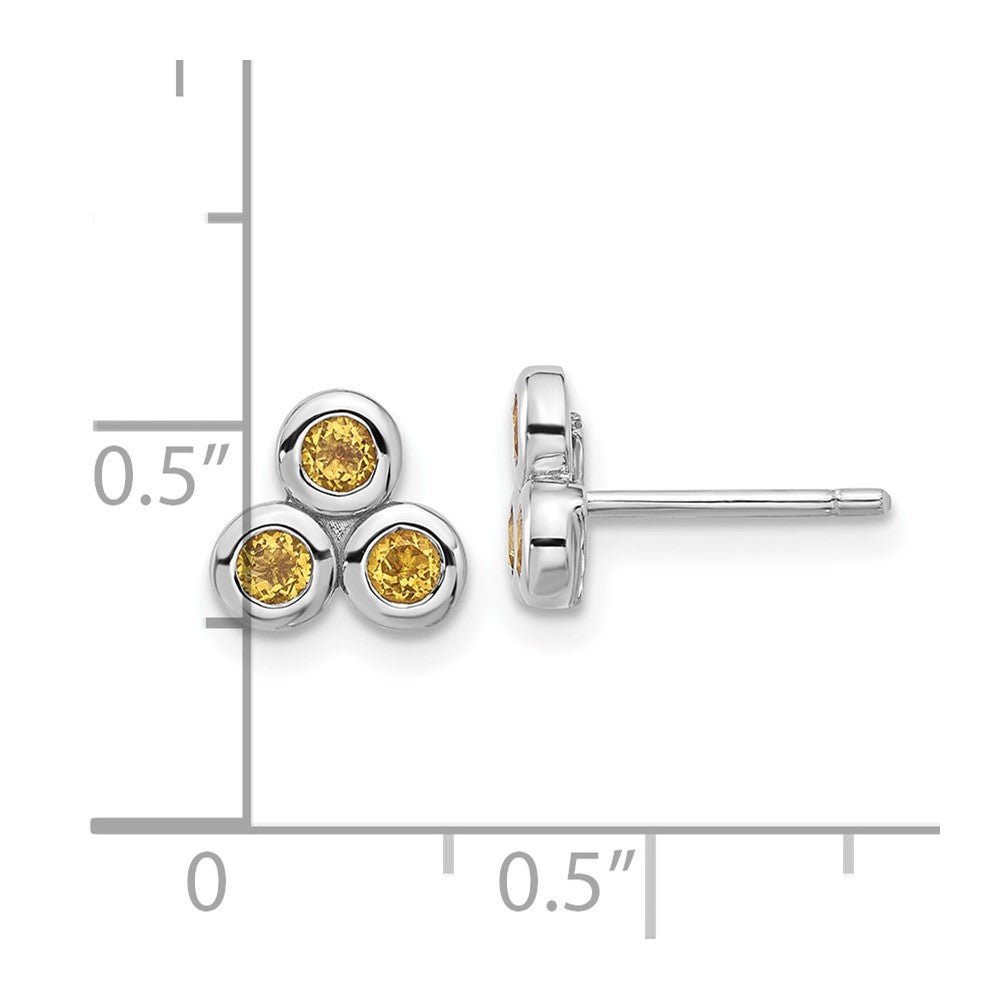Rhodium-plated Sterling Silver Citrine Post Earrings