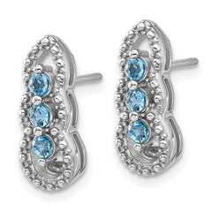 Rhodium-plated Sterling Silver Light Swiss Blue Topaz Post Earrings