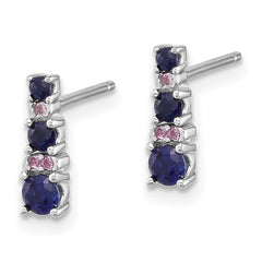 Sterling Silver .59ct Created Blue Spinel .03ct Created White Sapphire Post Earrings