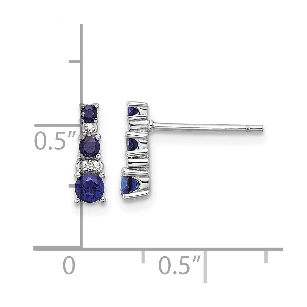 Sterling Silver .59ct Created Blue Spinel .03ct Created White Sapphire Post Earrings