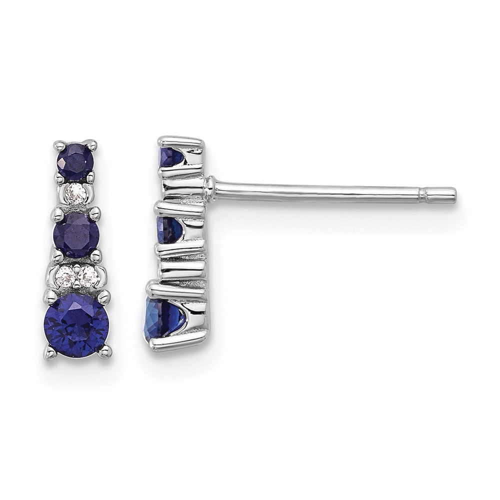 Sterling Silver .59ct Created Blue Spinel .03ct Created White Sapphire Post Earrings