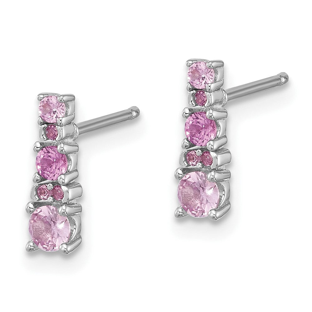 Sterling Silver .52ct Created Pink Sapphire and .03ct Created White Sapphire Earrings