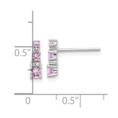 Sterling Silver .52ct Created Pink Sapphire and .03ct Created White Sapphire Earrings