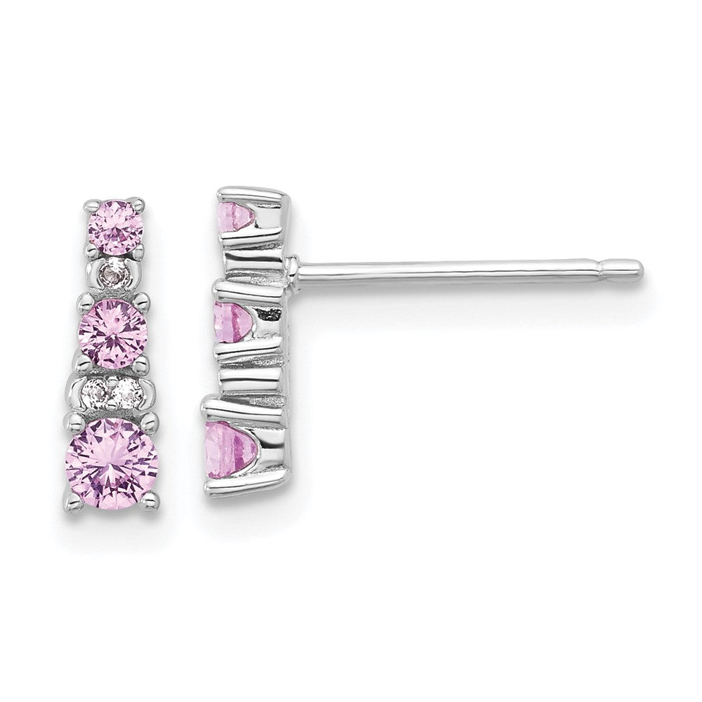 Sterling Silver .52ct Created Pink Sapphire and .03ct Created White Sapphire Earrings