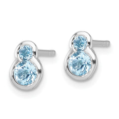 Rhodium-plated Sterling Silver Polished Swiss Blue Topaz Post Earrings