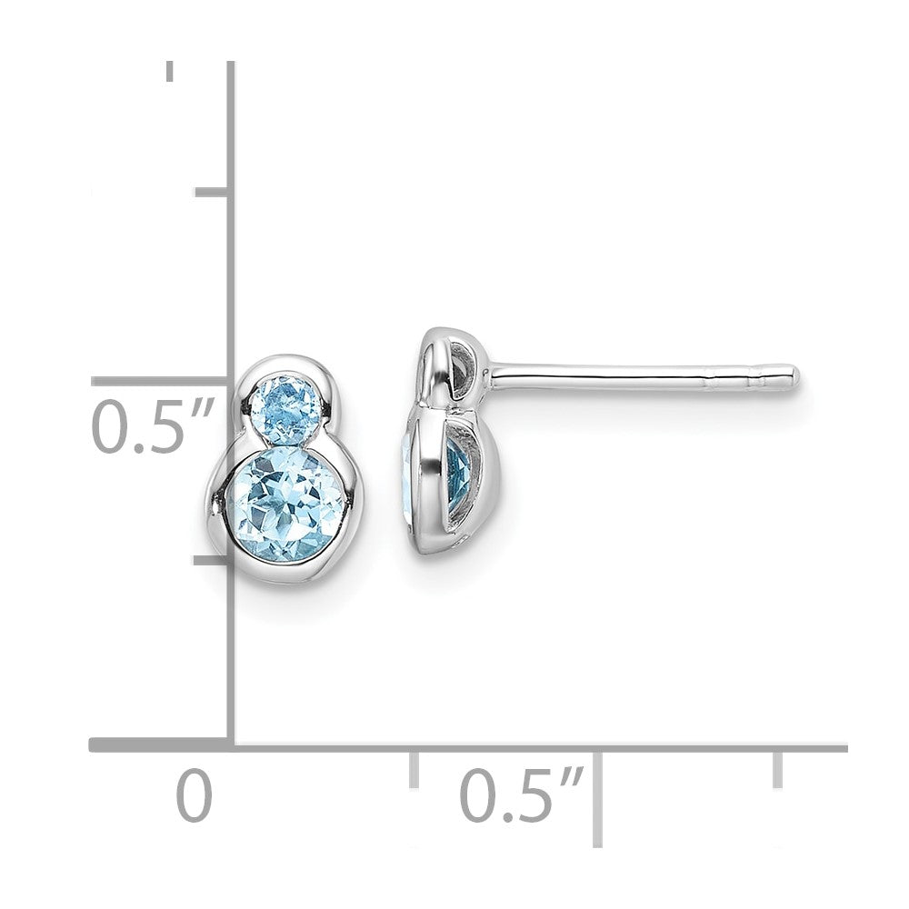 Rhodium-plated Sterling Silver Polished Swiss Blue Topaz Post Earrings