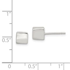 Sterling Silver Polished 6mm Square Cube Earrings
