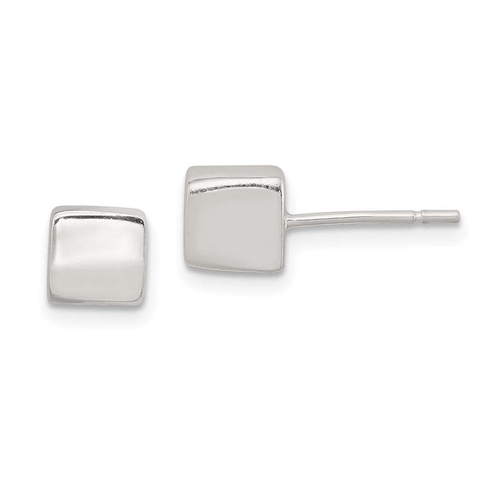 Sterling Silver Polished 6mm Square Cube Earrings