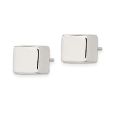 Sterling Silver Polished 8mm Square Cube Earrings