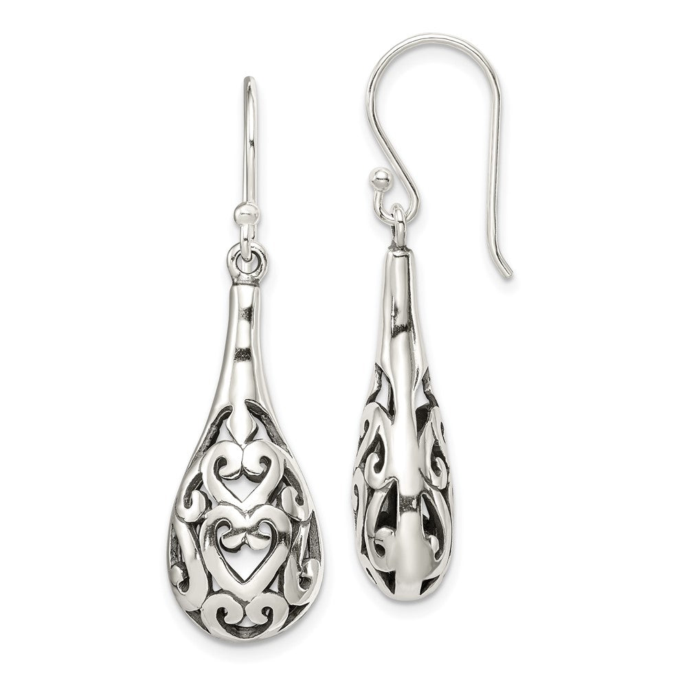 Sterling Silver Antiqued Fancy Dangle Earrings