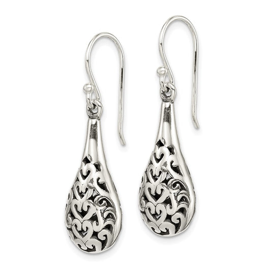 Sterling Silver Antiqued Fancy Dangle Earrings